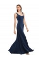 Cheap Fit and Flare Long Crepe Prom Dress with Round Neck