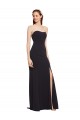 Cheap Strapless Bodycon Long Crepe Prom Dress with High Slit