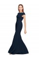 Cheap Fit and Flare Long Crepe Prom Dress with Tie Open Back