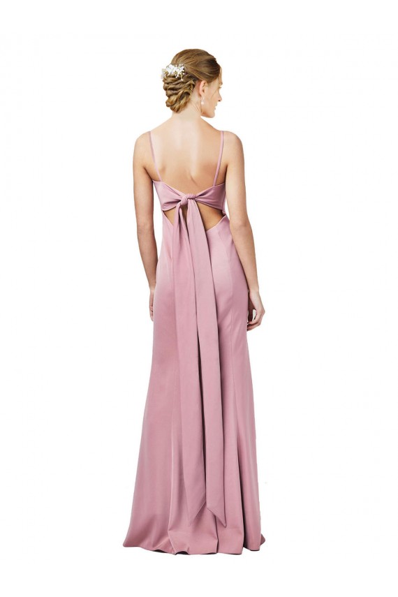 Cheap Fit and Flare Slim Crepe Prom Dress with Cutout Back