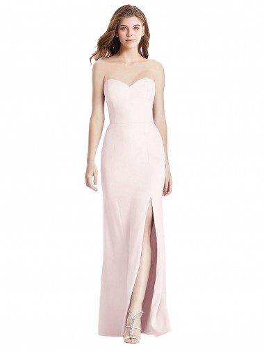 Cheap Strapless Crepe Trumpet Prom Dress with Front Slit