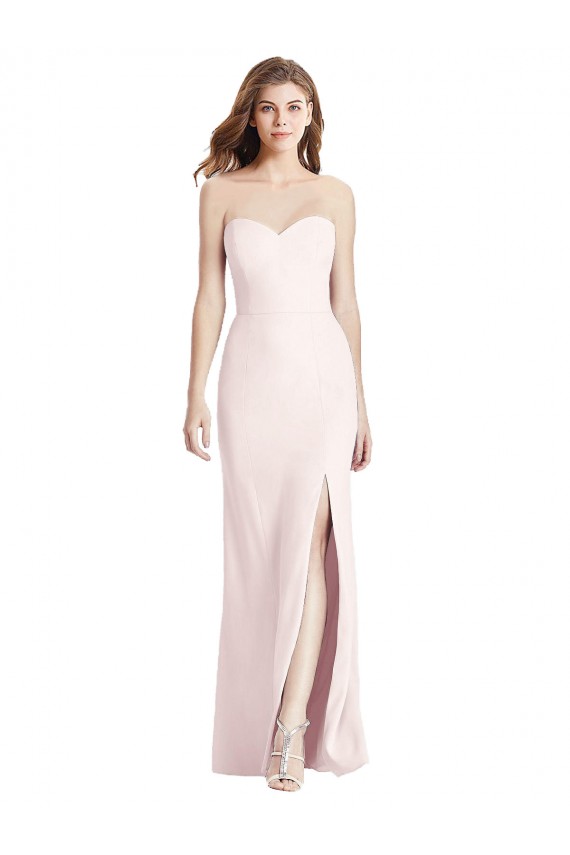 Cheap Strapless Crepe Trumpet Prom Dress with Front Slit