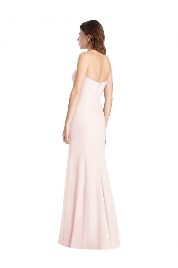 Cheap Strapless Crepe Trumpet Prom Dress with Front Slit