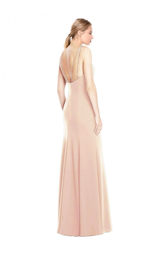 Cheap V-Spaghetti Strap Open Back Bateau Neck Trumpet Prom Dress