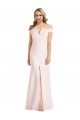 Cheap Off the Shoulder Notch Trumpet Crepe Prom Dress with Front Slit