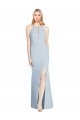 Cheap Full Length Sleeveless Halter Prom Dress with Keyhole Back