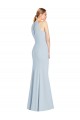 Cheap Full Length Sleeveless Halter Prom Dress with Keyhole Back