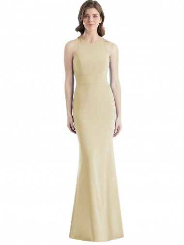 Cheap Criss Cross Twist Cutout Back Trumpet Prom Dress