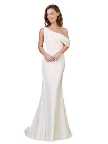 Cheap One Shoulder Crepe Prom Dress with Draped Off the Shoulder Strap
