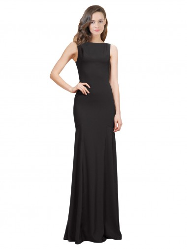 Cheap Sleeveless Bateau Neckline Crepe Prom Dress with Twist Back