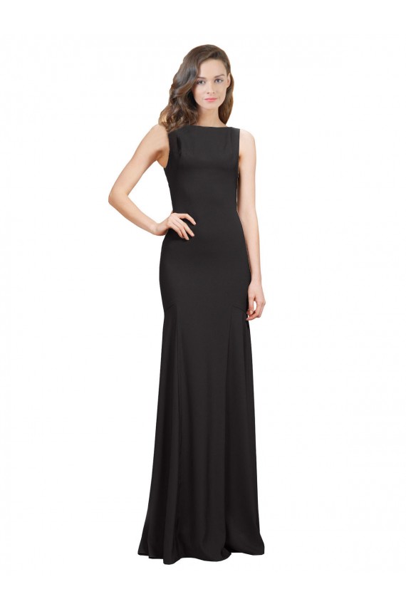 Cheap Sleeveless Bateau Neckline Crepe Prom Dress with Twist Back
