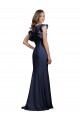 Cheap Sleeveless Crepe Prom Dress with Cascading Ruffle and Keyhole Back