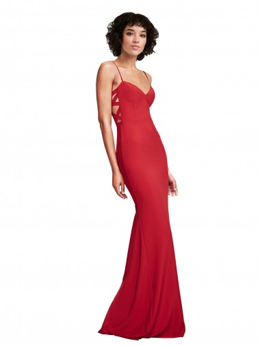 Cheap Spaghetti Strap Slip Neckline Crepe Prom Dress