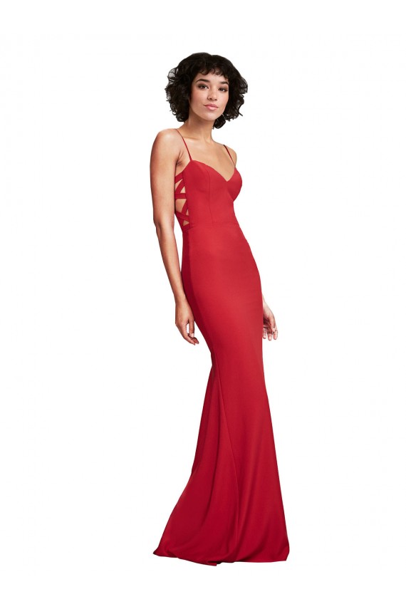 Cheap Spaghetti Strap Slip Neckline Crepe Prom Dress
