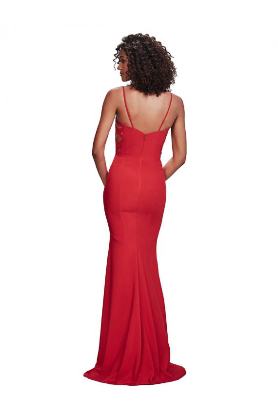 Cheap Spaghetti Strap Slip Neckline Crepe Prom Dress