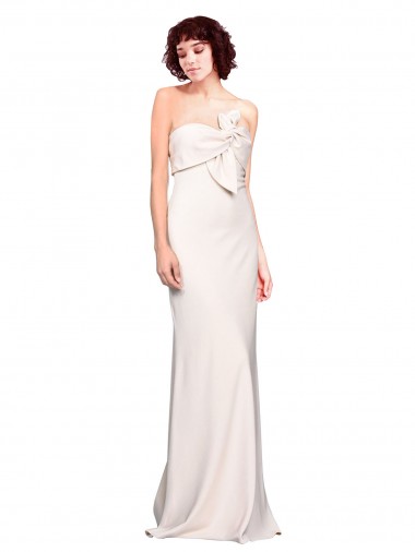 Cheap Strapless Crepe Fitted Prom Dress with Twist Bow