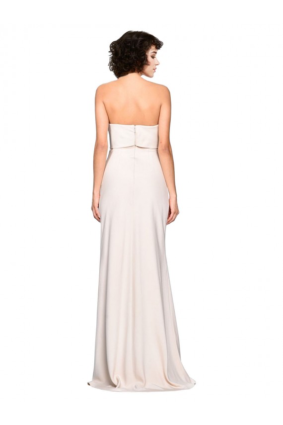 Cheap Strapless Crepe Fitted Prom Dress with Twist Bow