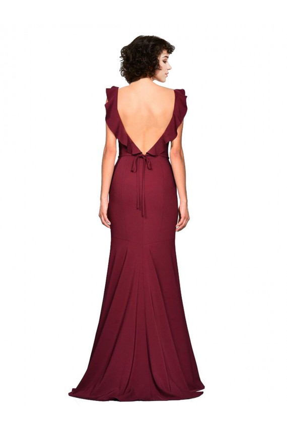 Cheap Crepe Slip Prom Dress with Ruffled Straps