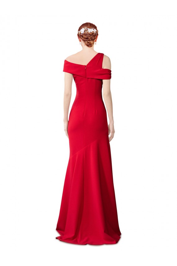 Cheap Sleeveless Ruched Crepe Mermaid Prom Dress with Off The Shoulder Detail