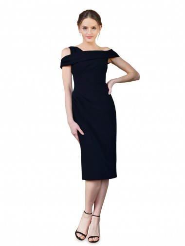 Cheap Draped Cross Shoulder Stretch Crepe Cocktail Prom Dress / Homecoming Dress
