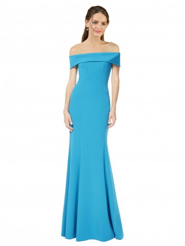 Cheap Off the Shoulder Crepe Prom Dress with Fitted Silhouette