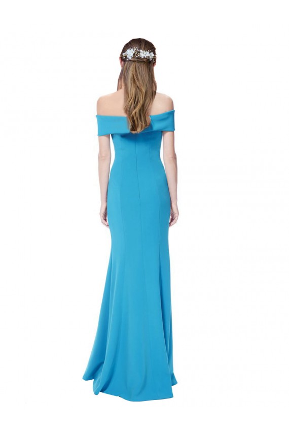 Cheap Off the Shoulder Crepe Prom Dress with Fitted Silhouette