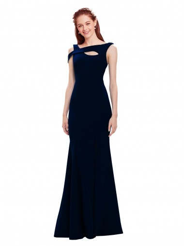 Cheap Sleeveless Crepe Mermaid Prom Dress with Side Slit