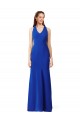Cheap Halter V-Neck Long A-Line Crepe Prom Dress