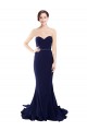 Cheap Strapless Sweetheart Neckline Crepe Prom Dress with Satin Waistband