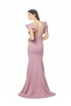 Cheap Flutter Sleeves Low V-Back High Round Neck Crepe Prom Dress