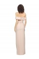 Cheap Off the Shoulder Long Crepe Prom Dress with Waist Tie and Slit
