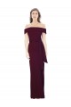 Cheap Off the Shoulder Long Crepe Prom Dress with Waist Tie