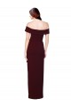 Cheap Off the Shoulder Long Crepe Prom Dress with Waist Tie