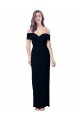 Cheap Off the Shoulder Long Full Length Crepe Prom Dress with Side Split