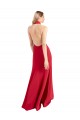 Cheap Sleek Fit and Flare High Neck Halter Stretch Crepe Prom Dress with Open Back