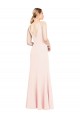 Cheap Slim A-Line V-Neck Long Stretch Crepe Prom Dress with V-Back