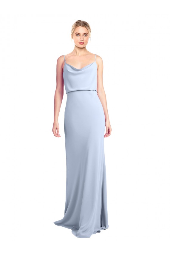 Cheap Feminine Cowl Neck Slim Floor Length Stretch Crepe Prom Dress