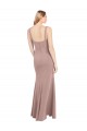Cheap Square Neck Fit and Flare Long Stretch Crepe Prom Dress with Side Slit