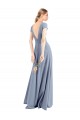 Cheap Plunging V-Neck Cap Sleeves Stretch Crepe Prom Dress with Front Slit