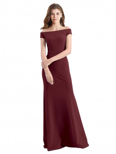 Cheap Off the Shoulder Fit and Flare Stretch Crepe Prom Dress