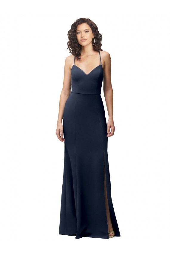 Cheap Sweetheart Fit and Flare Stretch Crepe Prom Dress with Side Slit and Strappy Back