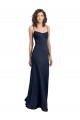 Cheap Fit and Flare Scoop Neck Long Sleeveless Stretch Crepe Prom Dress