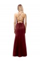 Cheap Fit and Flare Halter Neckline Stretch Crepe Prom Dress with Strappy Back