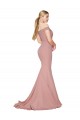 Cheap Off the Shoulder Sweetheart Long Sweep Train Crepe Prom Dress