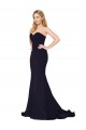 Cheap Sweetheart High Neck Sweep Train Sleeveless Crepe Prom Dress