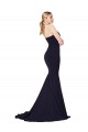 Cheap Sweetheart High Neck Sweep Train Sleeveless Crepe Prom Dress