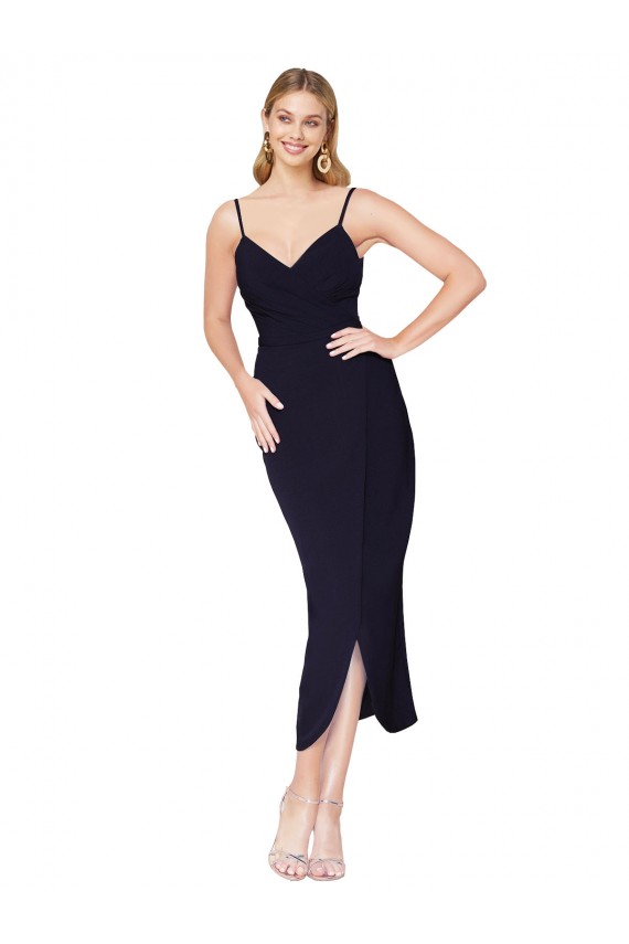 Cheap High Neck Spaghetti Straps Crepe Short Wrap Cocktail Prom Dress / Homecoming Dress