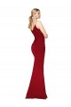 Cheap Spaghetti Straps V-Neck Long Crepe Dress with High Slit