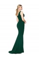 Cheap V-Neck Floor Length Long Crepe Mermaid Prom Dress
