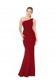 Cheap One Shoulder Long High Neck Sleeveless Mermaid Crepe Prom Dress